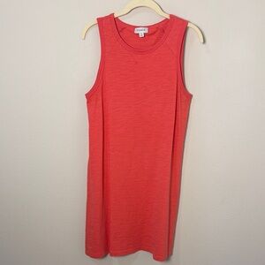 Evereve Coral-Red Sleeveless Knit Tank Dress